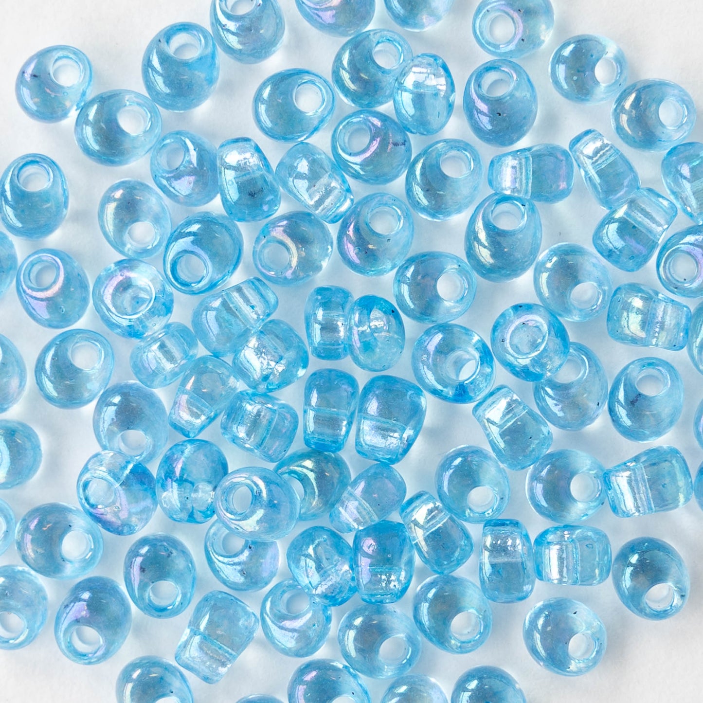 4mm Glass Magatama Teardrops - Transparent Light Blue Aqua AB - 24 grams