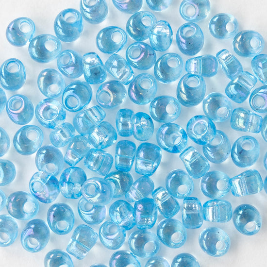 4mm Glass Magatama Teardrops - Transparent Light Blue Aqua AB - 24 grams