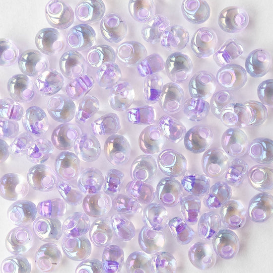 4mm Glass Magatama Teardrops - Transparent Lilac AB - 24 grams