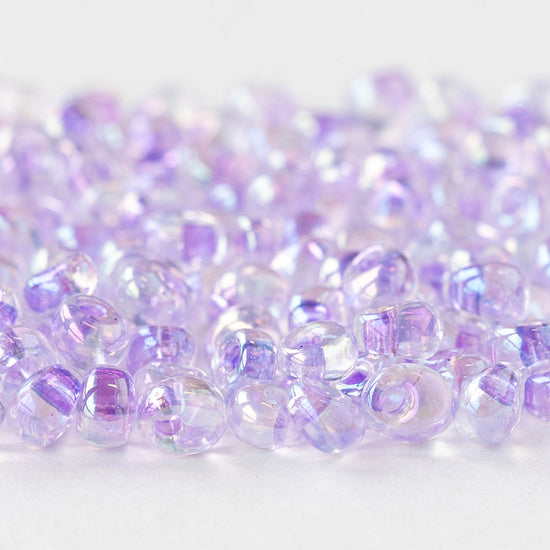 4mm Glass Magatama Teardrops - Transparent Lilac AB - 24 grams