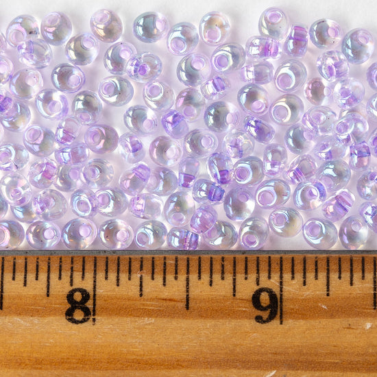 4mm Glass Magatama Teardrops - Transparent Lilac AB - 24 grams