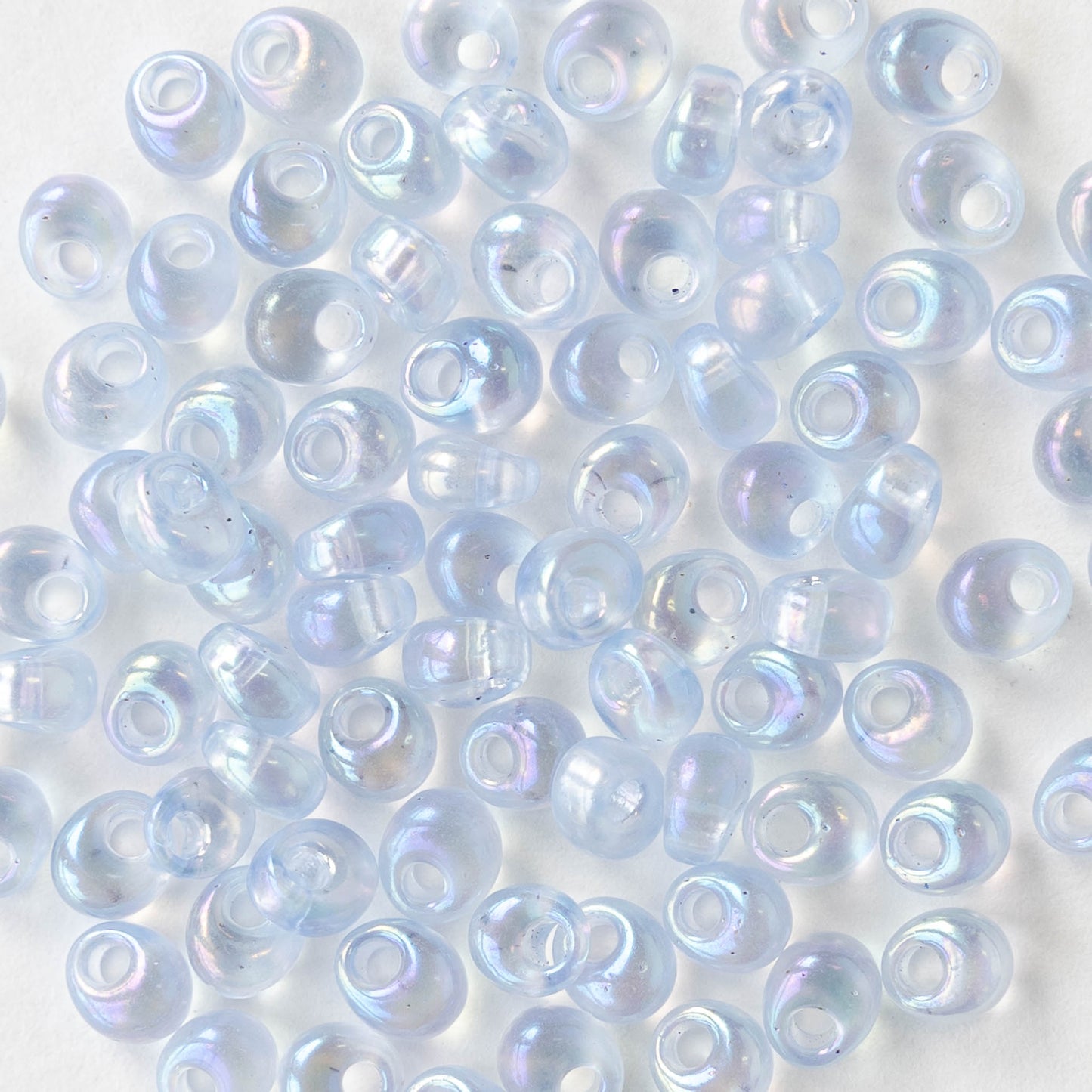 4mm Glass Magatama Teardrops - Transparent Pale Blue AB - 24 grams