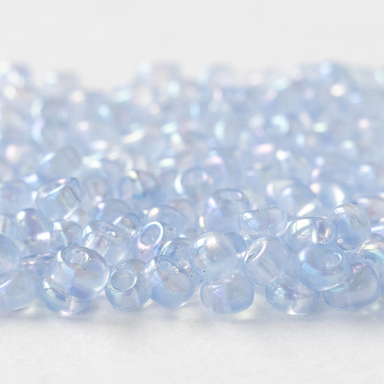 4mm Glass Magatama Teardrops - Transparent Pale Blue AB - 24 grams