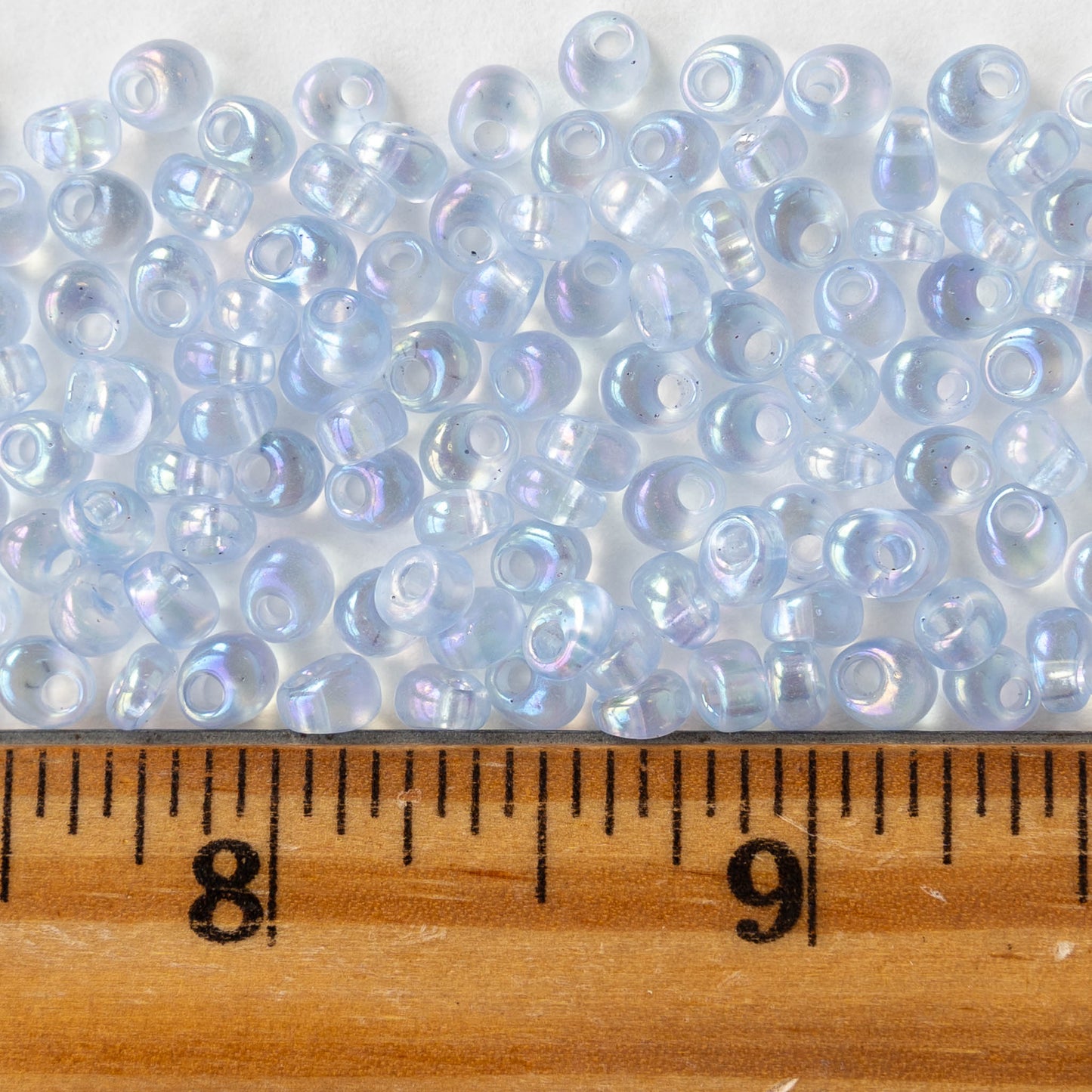 4mm Glass Magatama Teardrops - Transparent Pale Blue AB - 24 grams