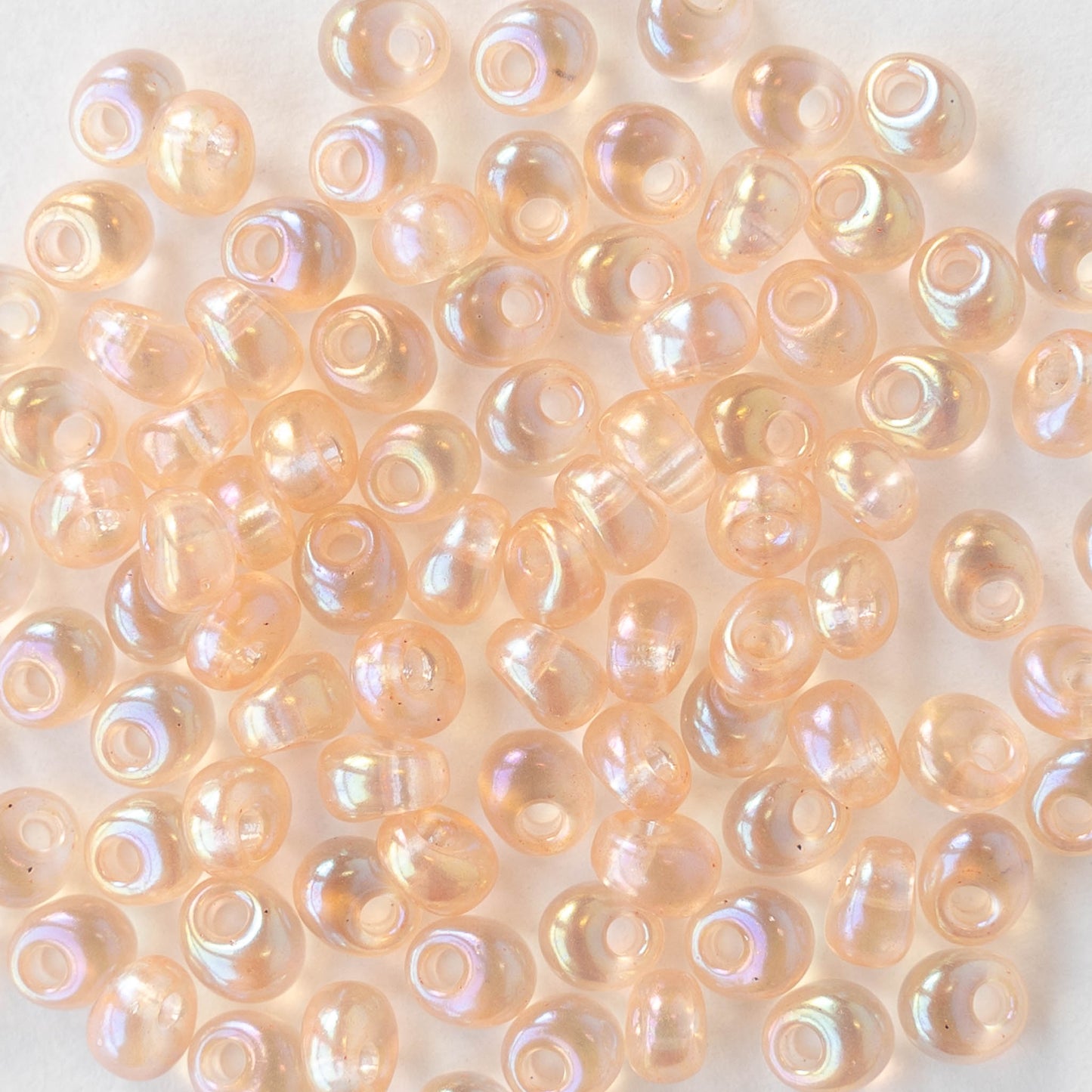 4mm Glass Magatama Teardrops - Transparent Peach AB - 24 grams