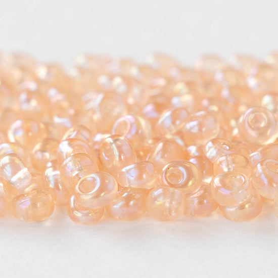 4mm Glass Magatama Teardrops - Transparent Peach AB - 24 grams