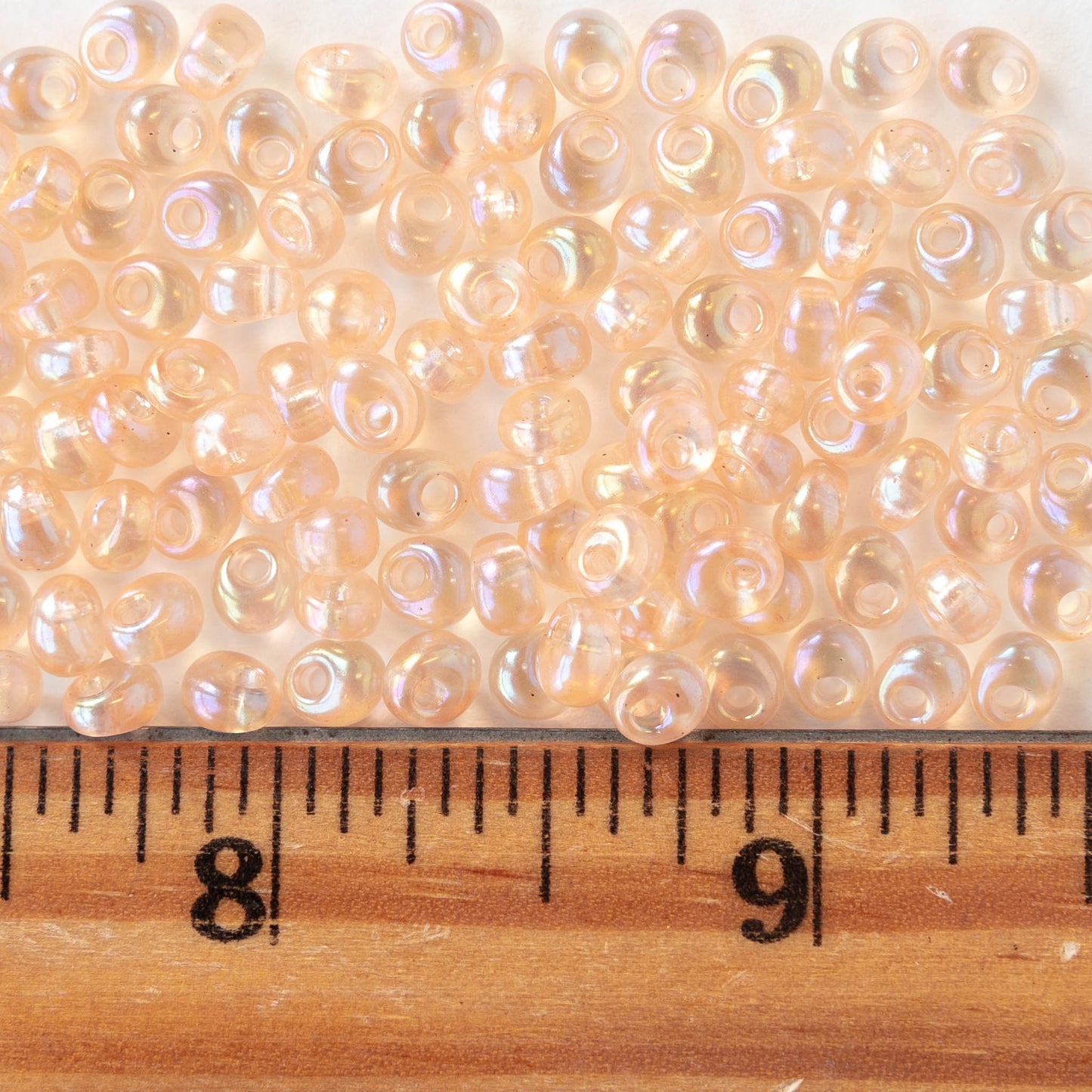 4mm Glass Magatama Teardrops - Transparent Peach AB - 24 grams