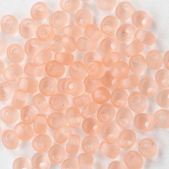 4mm Glass Magatama Teardrops - Peach Matte - 24 grams