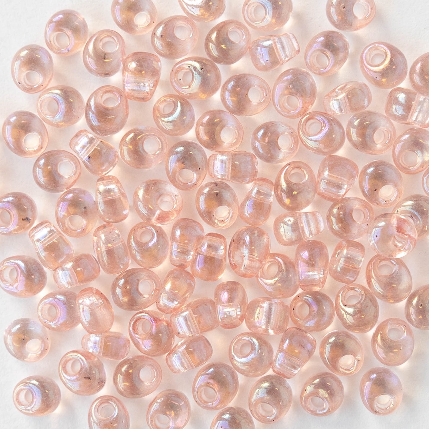 4mm Glass Magatama Teardrops - Transparent Pink AB - 24 grams