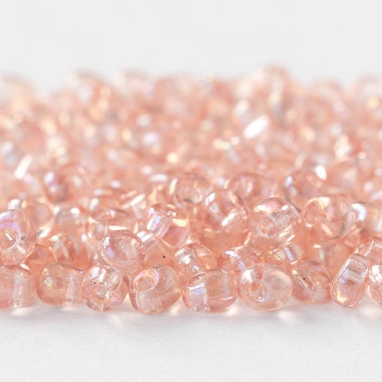 4mm Glass Magatama Teardrops - Transparent Pink AB - 24 grams