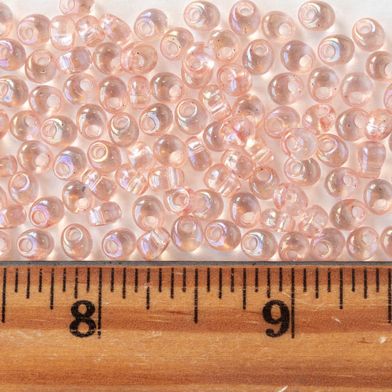 4mm Glass Magatama Teardrops - Transparent Pink AB - 24 grams