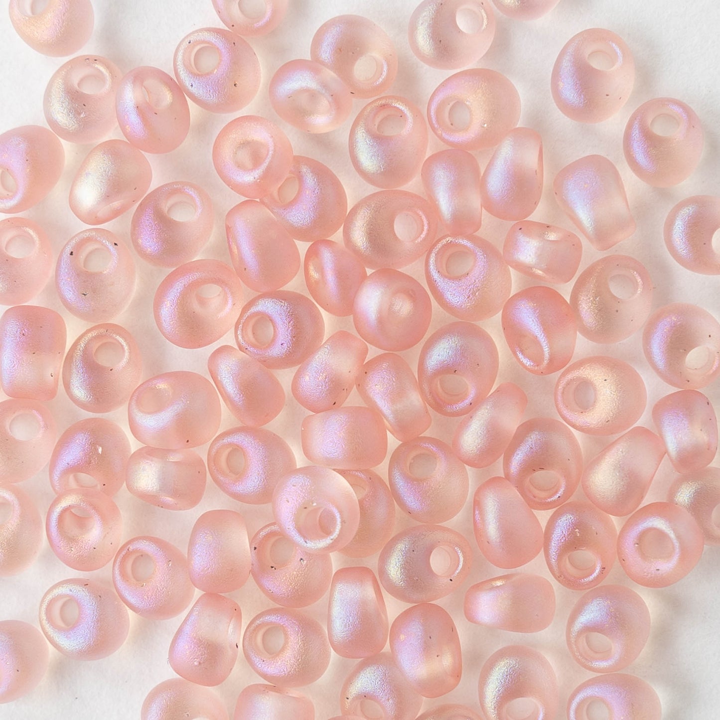 4mm Glass Magatama Teardrops - Matte Pink AB - 24 grams