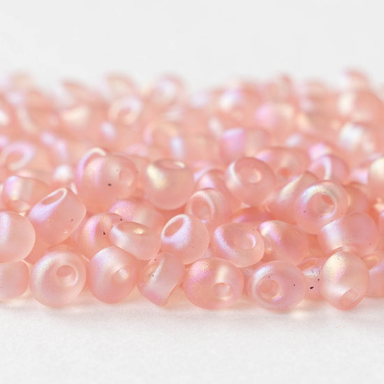 4mm Glass Magatama Teardrops - Matte Pink AB - 24 grams