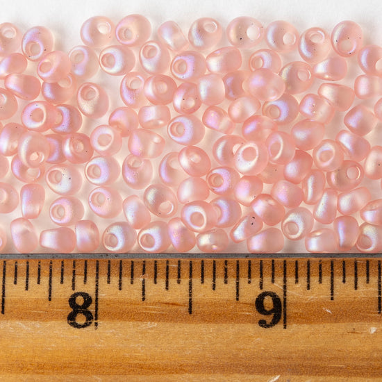 4mm Glass Magatama Teardrops - Matte Pink AB - 24 grams