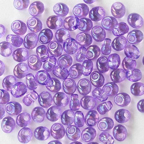 4mm Glass Magatama Teardrops - Transparent Purple AB - 24 grams