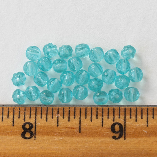4mm Melon Beads - Transparent Seafoam - 120 Beads