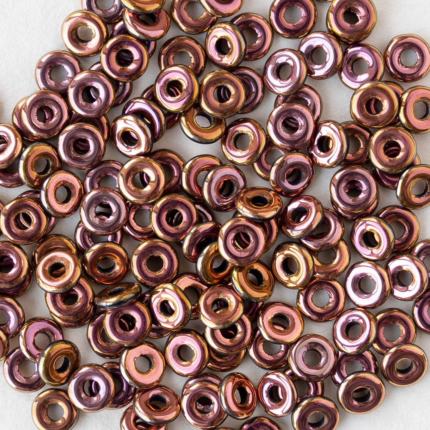 4mm Glass O-Ring Beads - Crystal Full Capri Rose - 5 or 10 grams