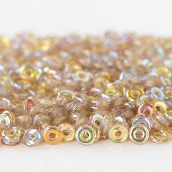 4mm Glass O-Ring Beads - Crystal Lemon Rainbow - 5 or 10 grams