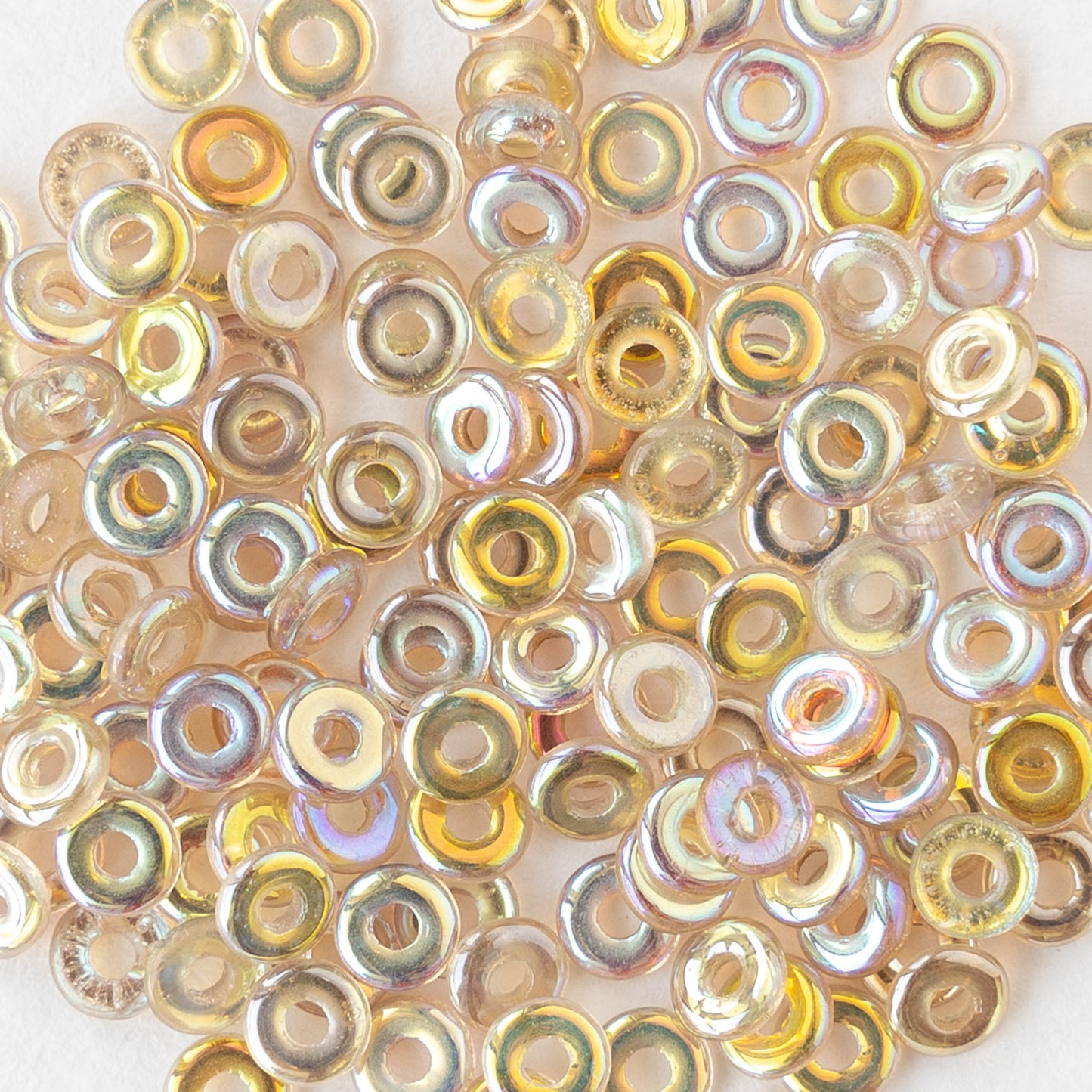 4mm Glass O-Ring Beads - Crystal Lemon Rainbow - 5 or 10 grams