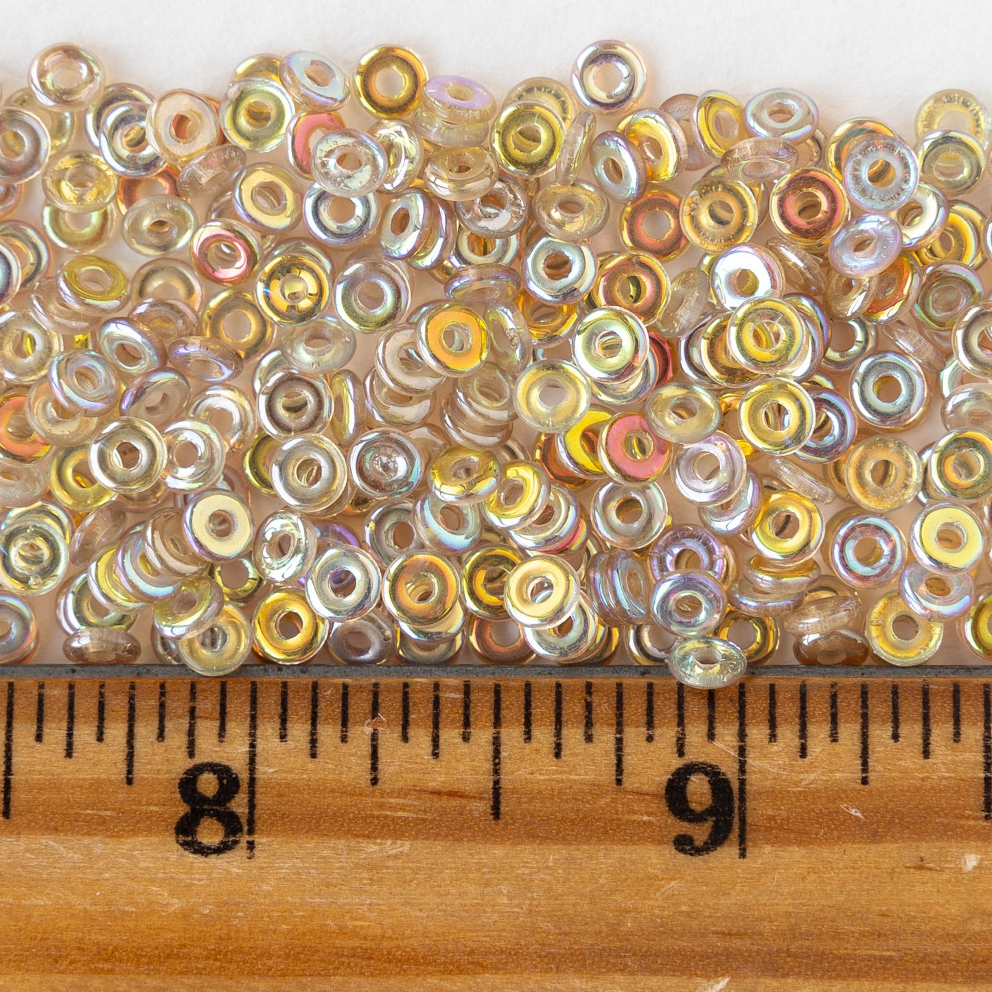 4mm Glass O-Ring Beads - Crystal Lemon Rainbow - 5 or 10 grams