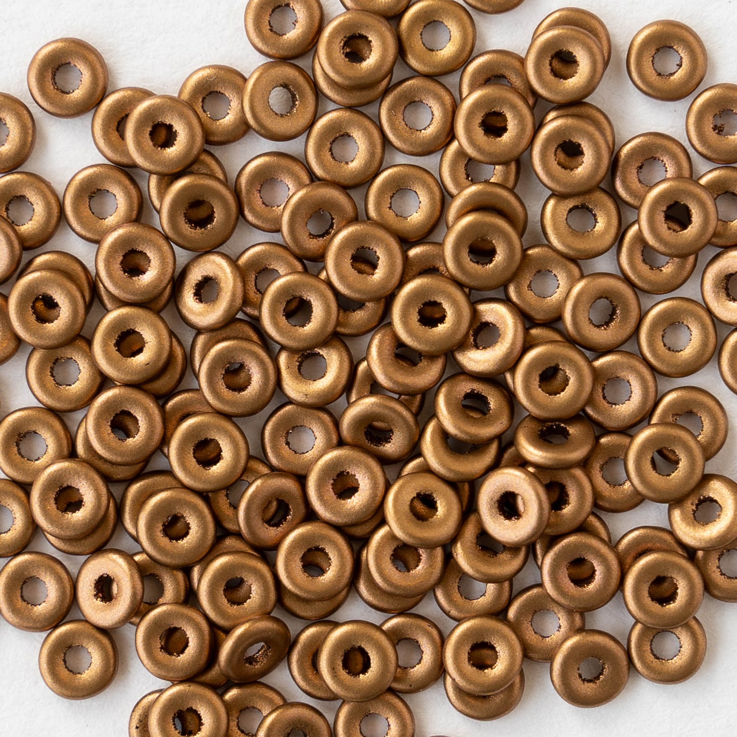 4mm Glass O-Ring Beads - Matte Dark Gold - 10 grams