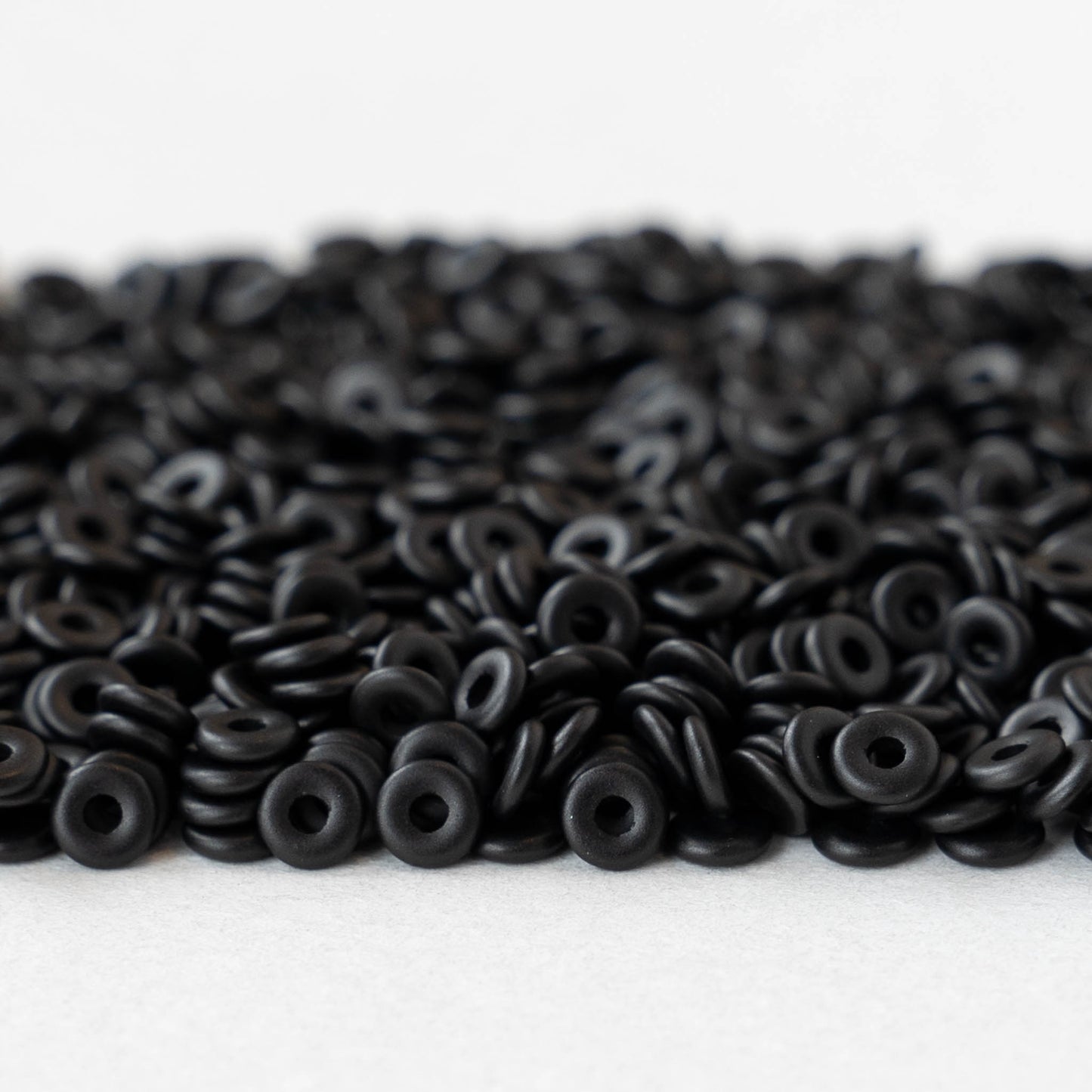 4mm Glass O-Ring Beads - Opaque Black - 10 grams