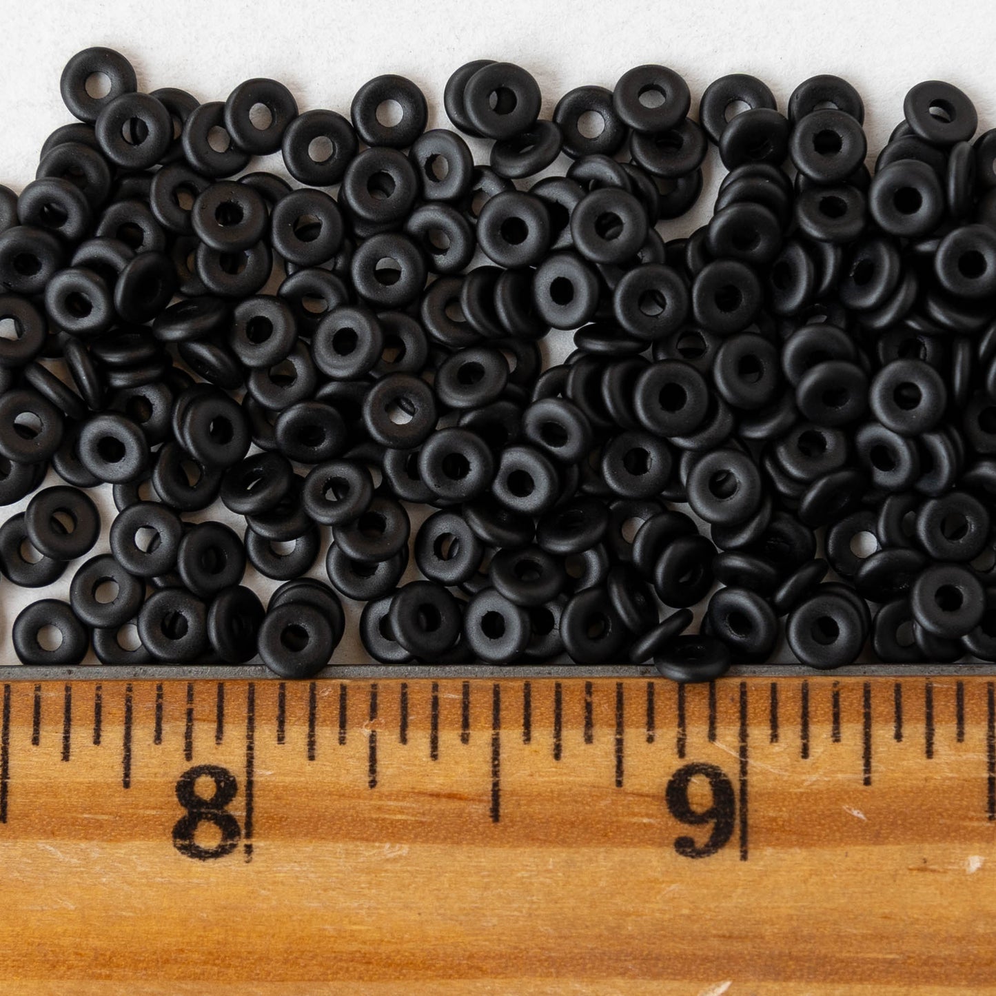 4mm Glass O-Ring Beads - Opaque Black - 10 grams