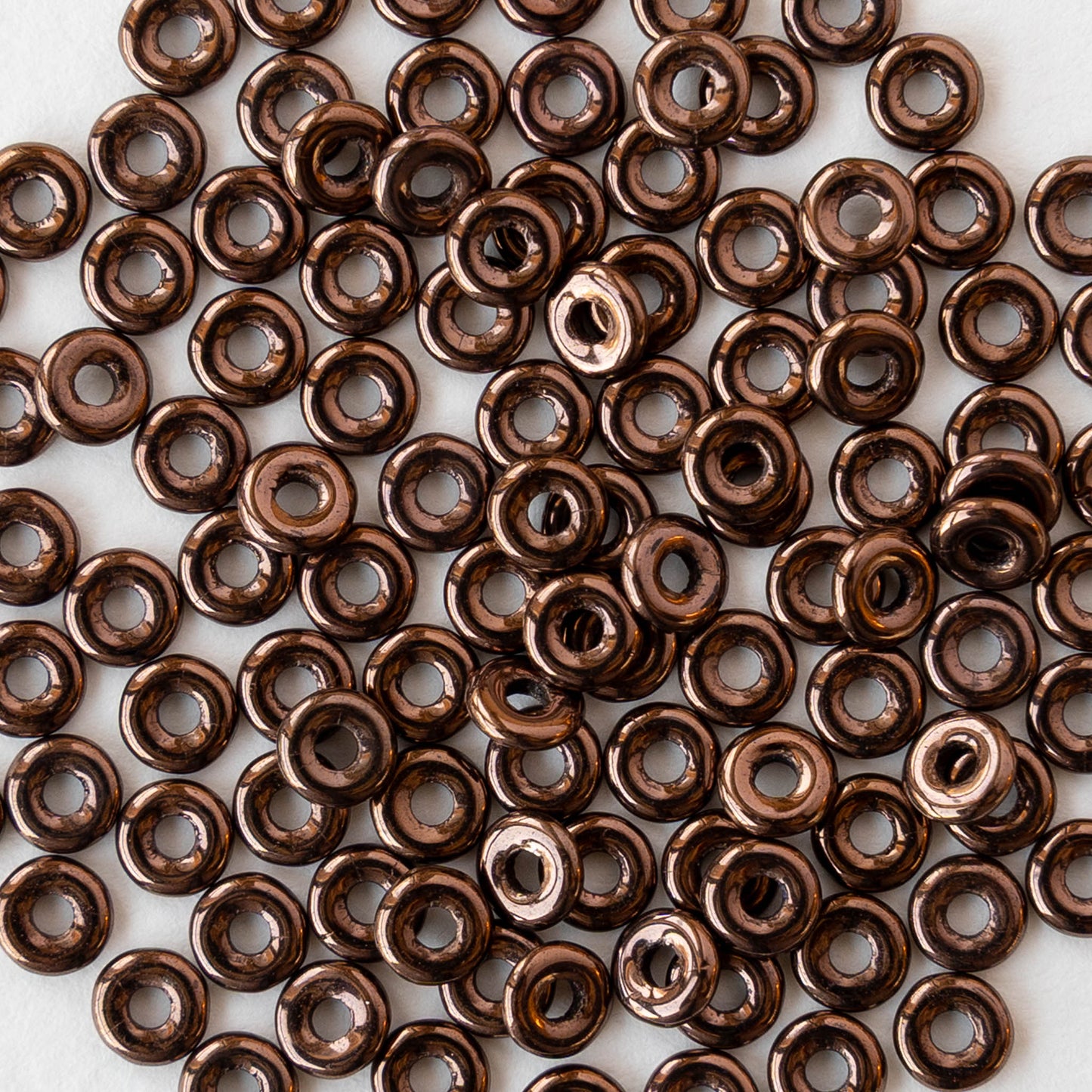 4mm Glass O-Ring Beads - Jet Bronze - 5 grams ~150 rings
