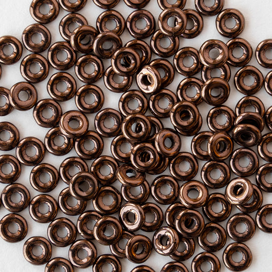 4mm Glass O-Ring Beads - Jet Bronze - 5 grams ~150 rings