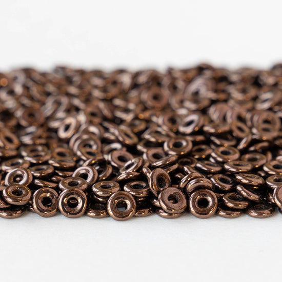 4mm Glass O-Ring Beads - Jet Bronze - 5 grams ~150 rings
