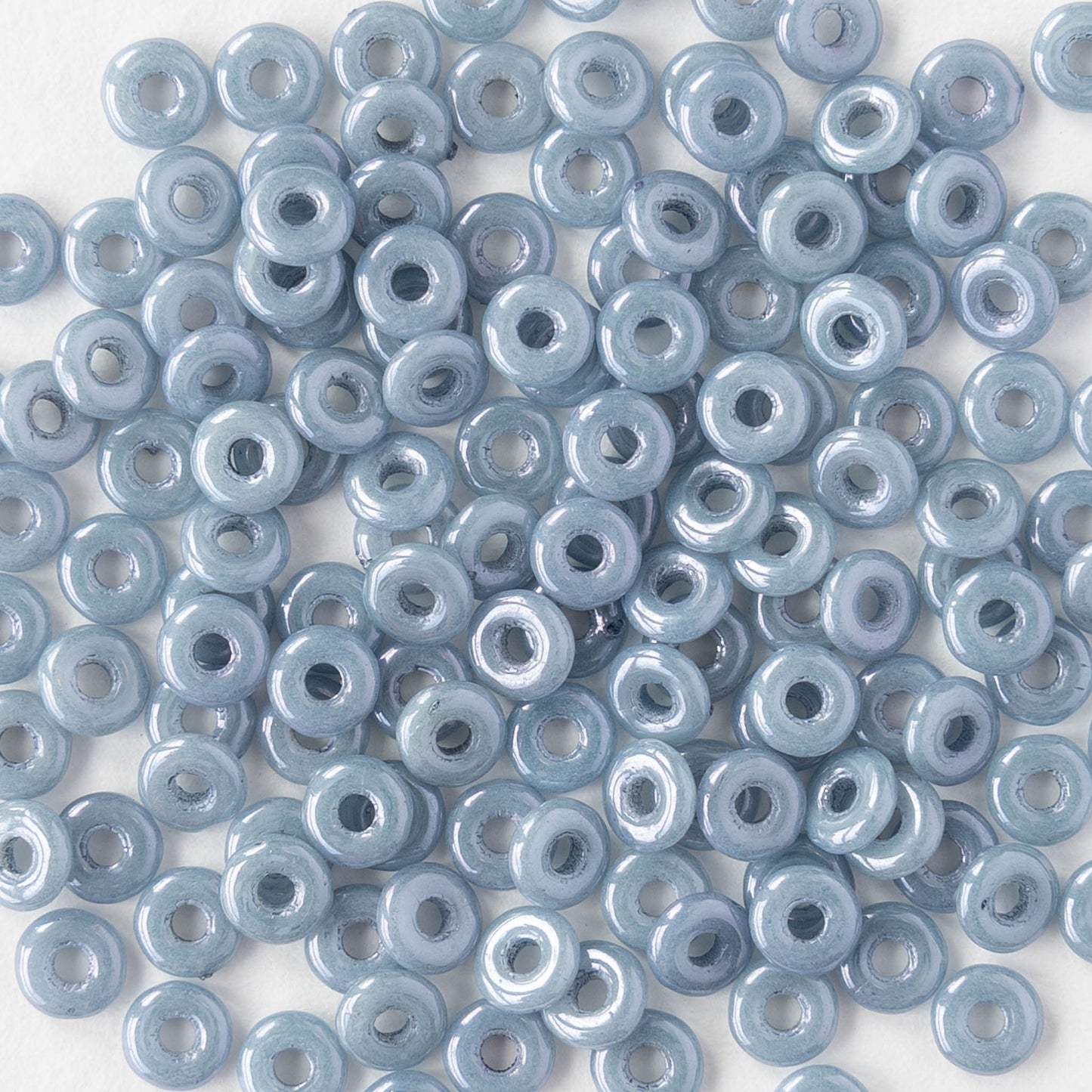 4mm Glass O-Ring Beads - Light Blue Luster - 5 or 10 grams