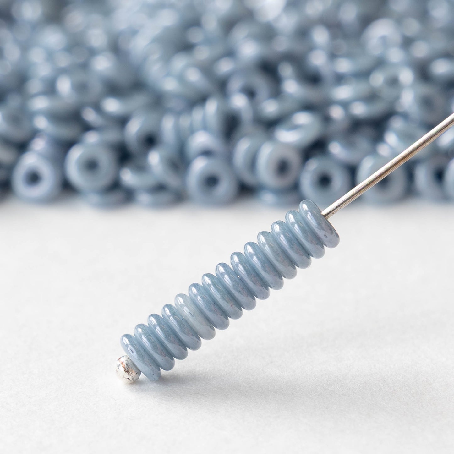 4mm Glass O-Ring Beads - Light Blue Luster - 5 or 10 grams