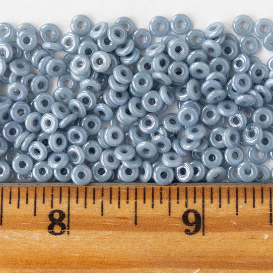 4mm Glass O-Ring Beads - Light Blue Luster - 5 or 10 grams