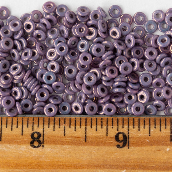 4mm Glass O-Ring Beads - Lila Vega Luster - 5 grams