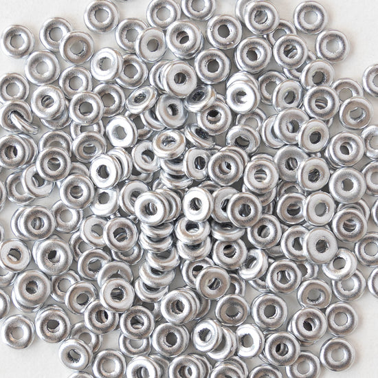 4mm Glass O-Ring Beads - Silver - 10 grams