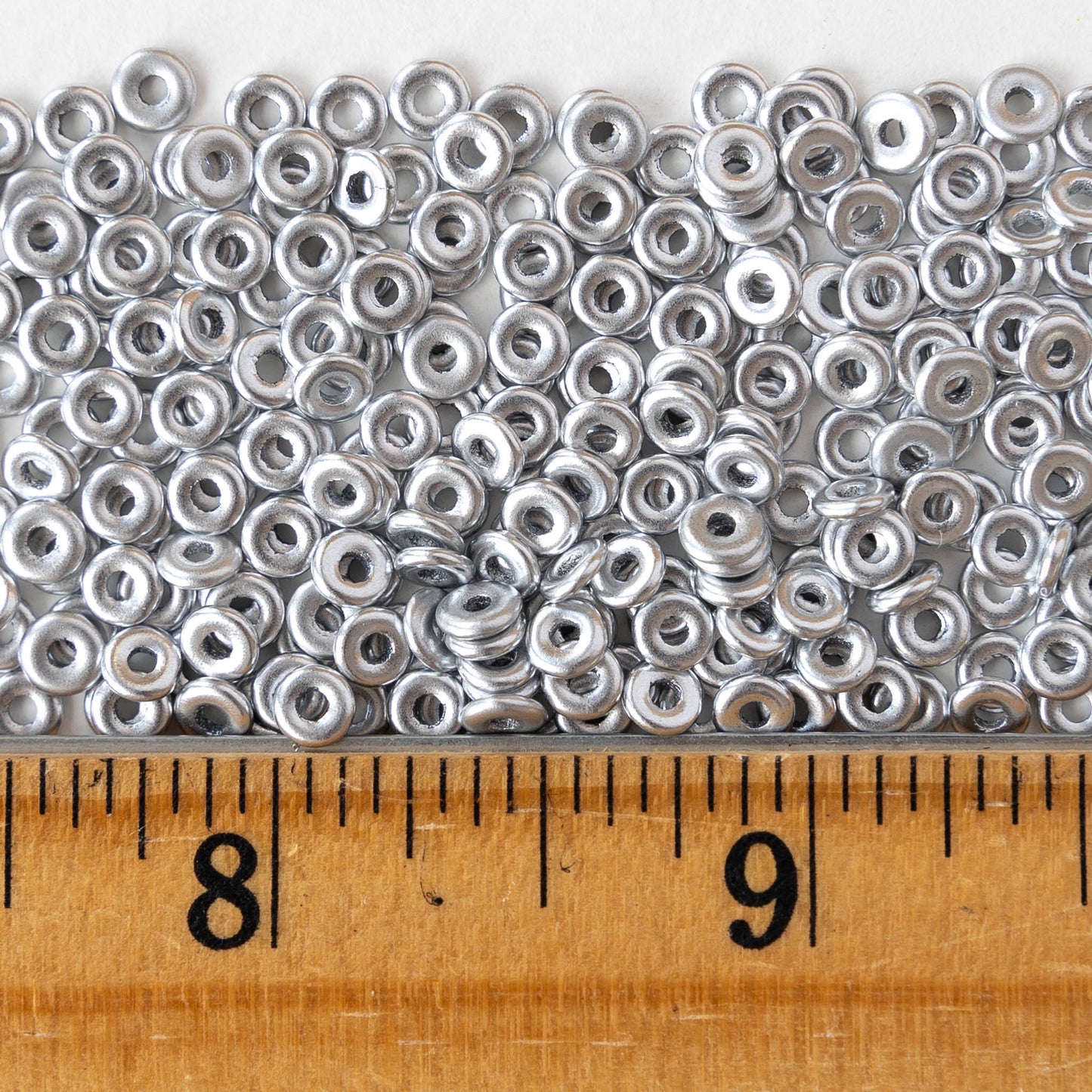 4mm Glass O-Ring Beads - Silver - 10 grams