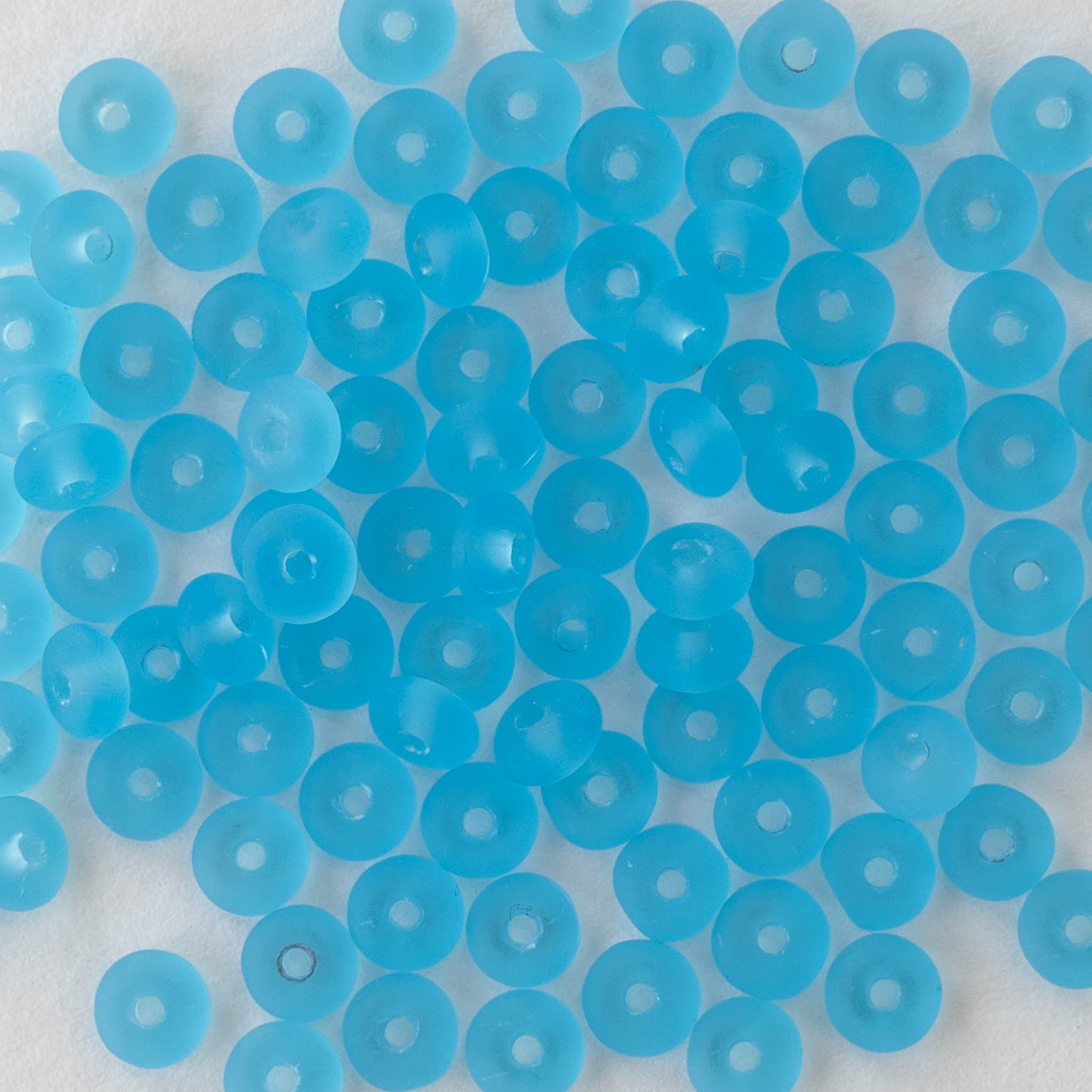 Load image into Gallery viewer, 4mm Rondelle Beads - Aqua Blue - 100 Beads
