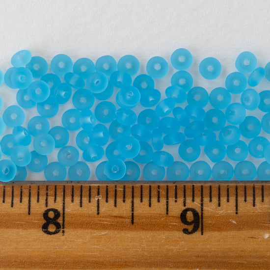 Load image into Gallery viewer, 4mm Rondelle Beads - Aqua Blue - 100 Beads
