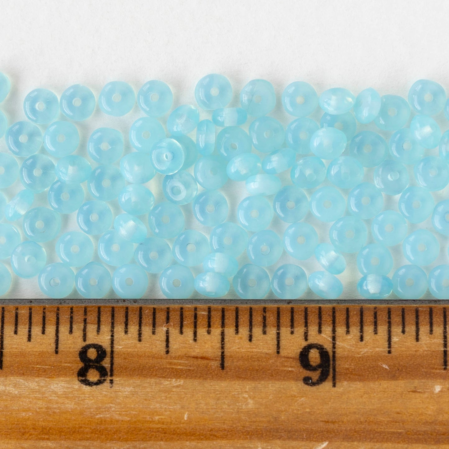 4mm Glass Rondelle Beads - Opaline Aqua - 50 Beads