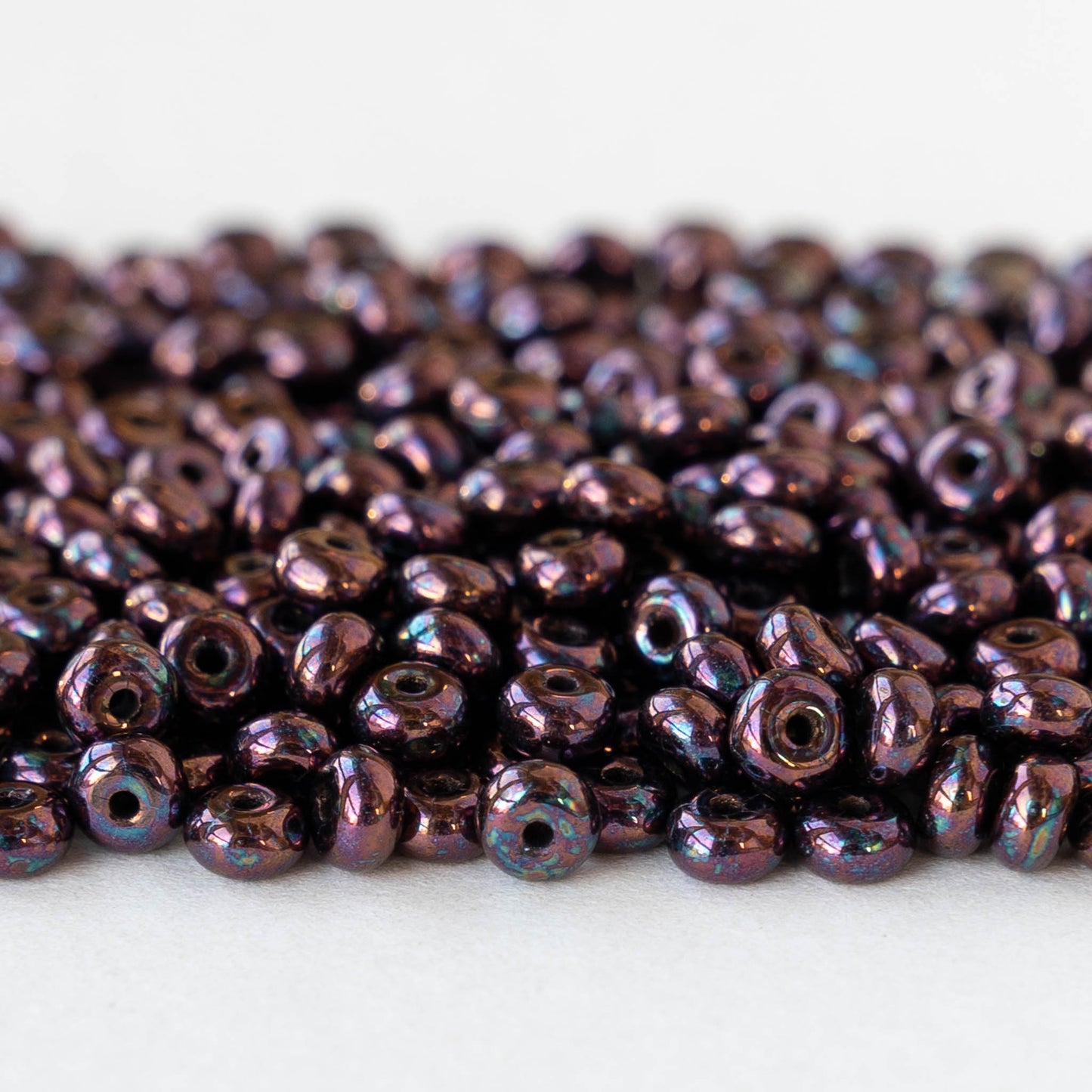 4mm Glass Rondelle Beads - Black Vega Iris - 50 Beads