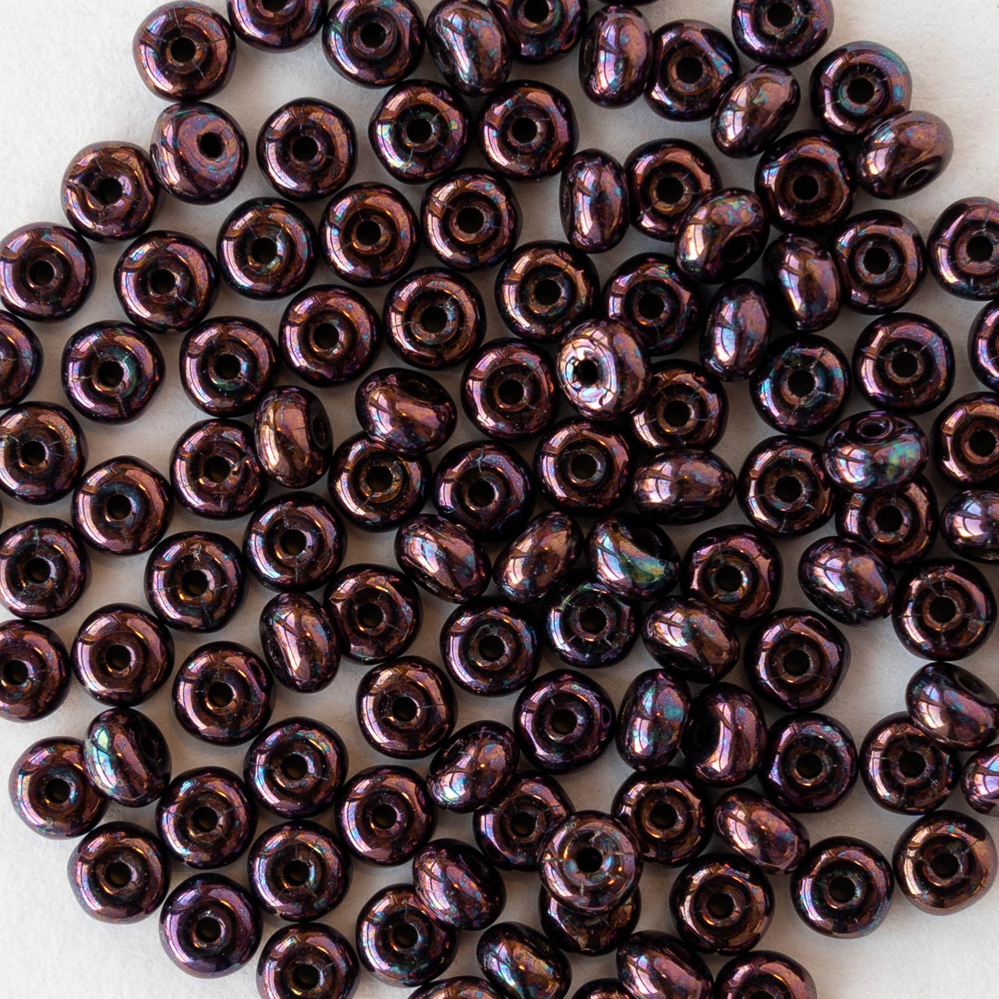 4mm Glass Rondelle Beads - Black Vega Iris - 50 Beads