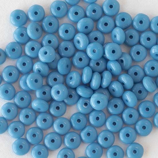4mm Rondelle Beads - Opaque Blue Turquoise - 100 Beads