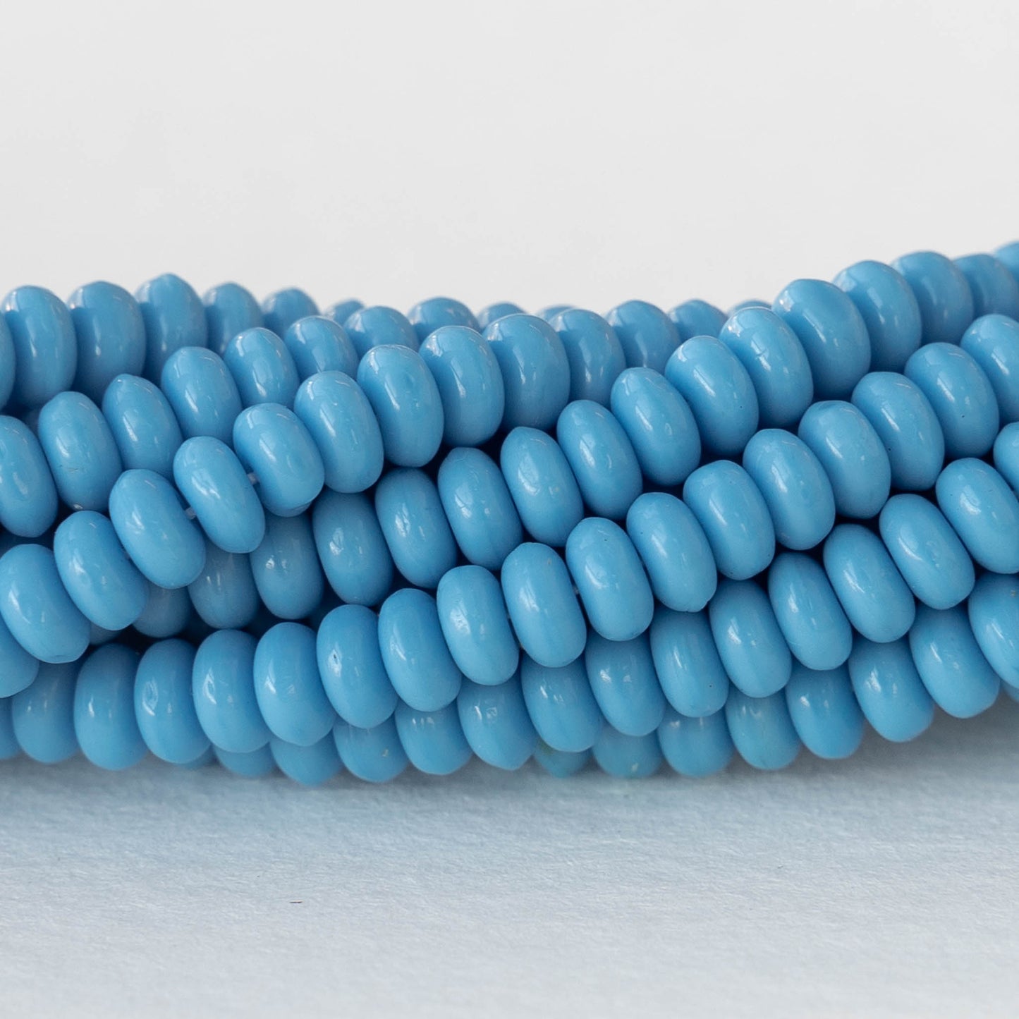 4mm Rondelle Beads - Opaque Blue Turquoise - 100 Beads