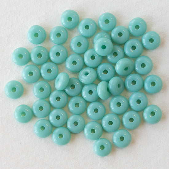 Load image into Gallery viewer, 4mm Rondelle Beads - Blue Turquoise - 100 Beads
