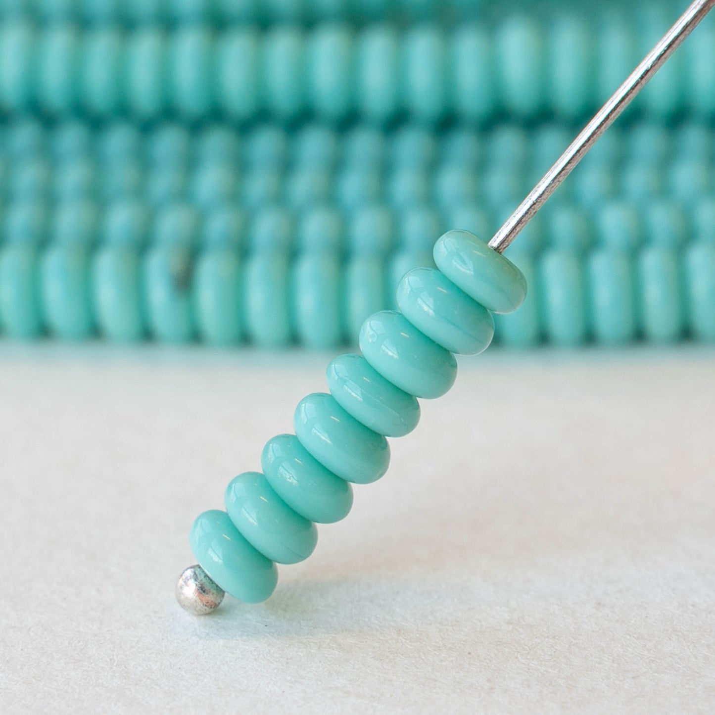 4mm Rondelle Beads - Turquoise - 100 Beads