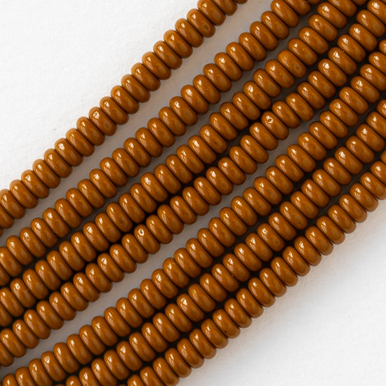 4mm Rondelle Beads - Opaque Brown Ochre - 100 Beads