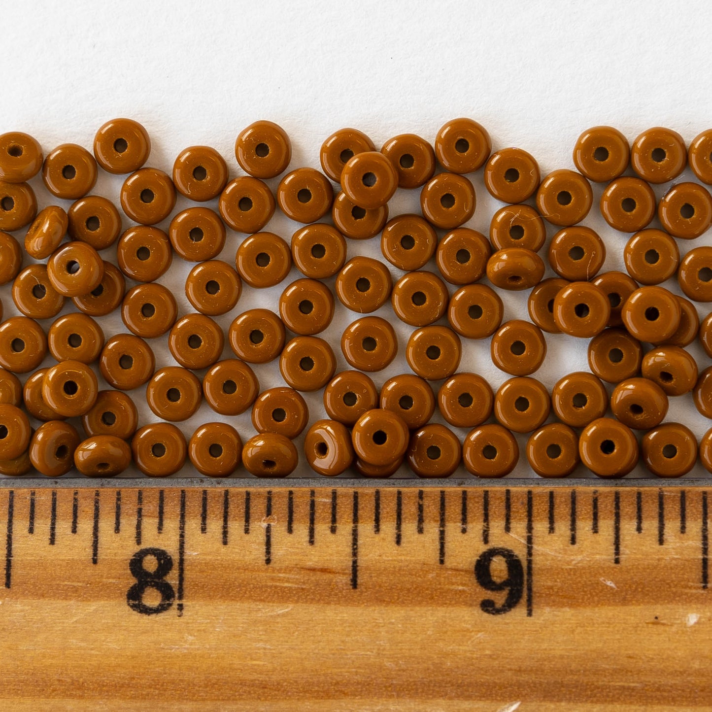 4mm Rondelle Beads - Opaque Brown Ochre - 100 Beads