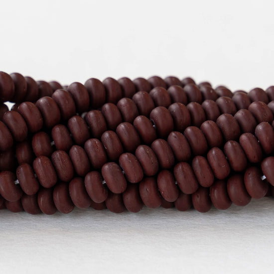 4mm Rondelle Beads - Chocolate Brown - 100 Beads