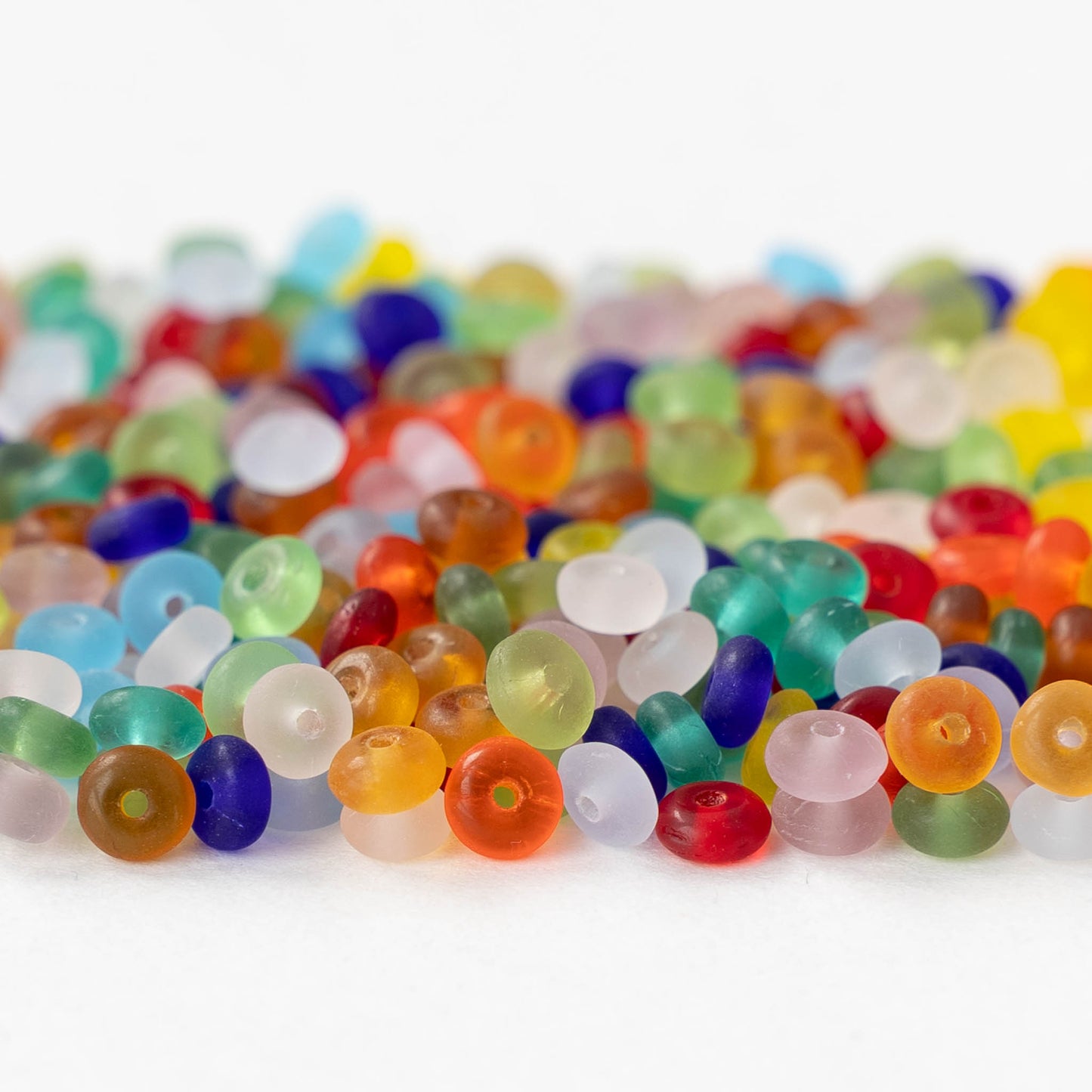 4mm Glass Rondelle Beads - Matte Color Mix - 100 beads
