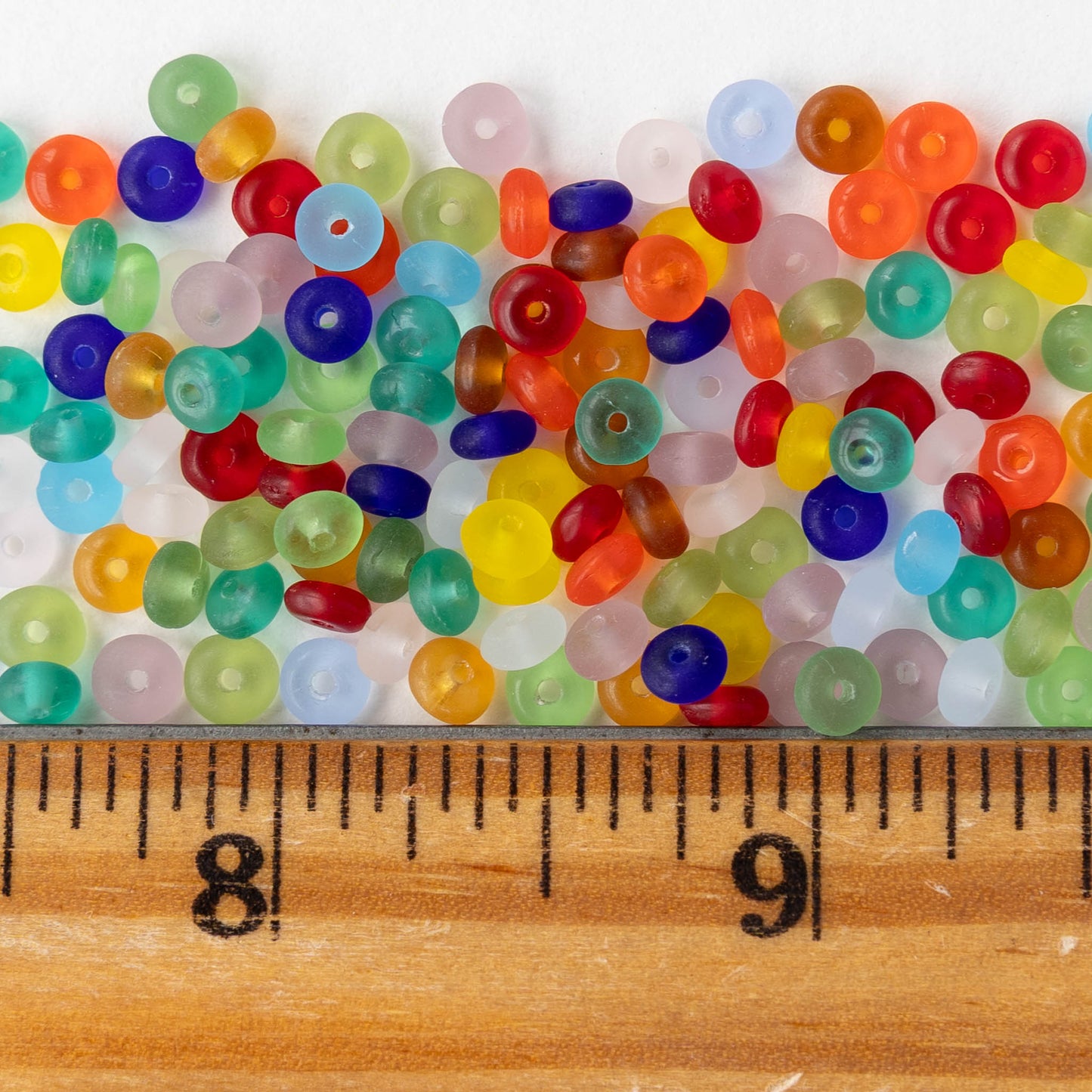 4mm Glass Rondelle Beads - Matte Color Mix - 100 beads
